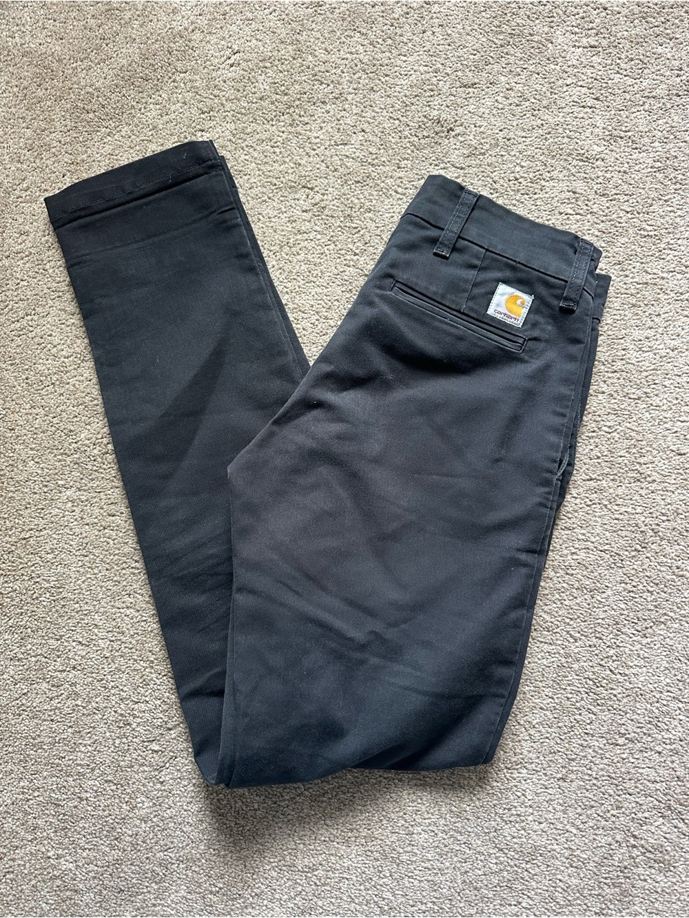 Carhartt WIP SID Black Straight Slim Chino Pants Sz 28x32